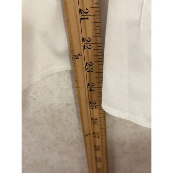 LAFAYETTE 148 White Cotton Blend Pleated 3/4 Sleeve‎ Collared Shirt Top Size 12 - Picture 2 of 7